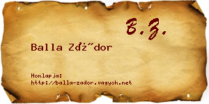 Balla Zádor névjegykártya